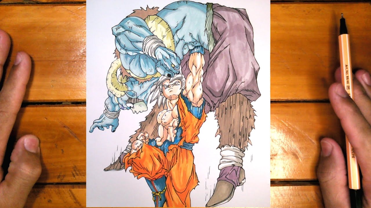 cómo dibujar el Goku Instinct Mastered vs Moro