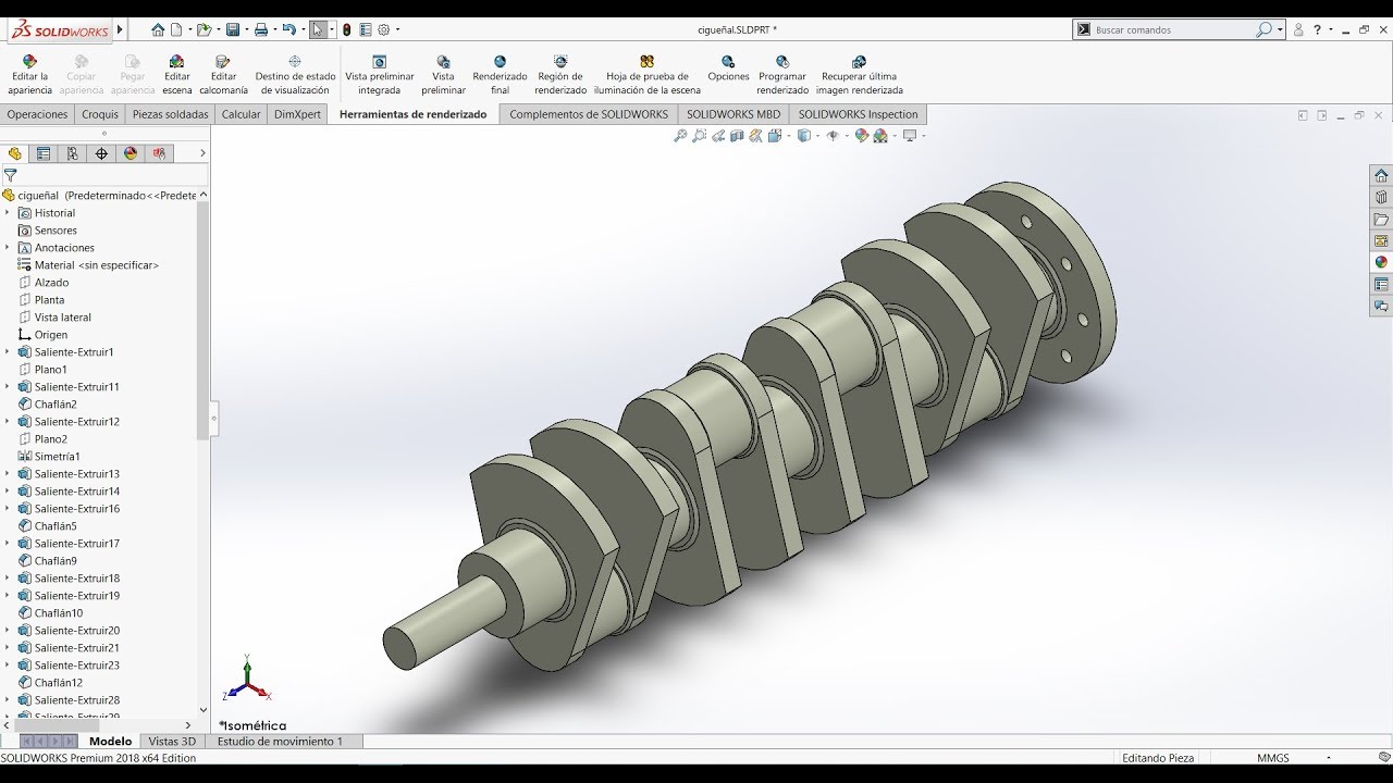 ✅como hacer un cigueñal en solidworks [FACIL] 2019