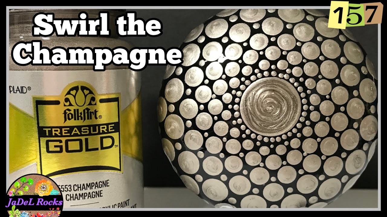 CHAMPAGNE Mandala Dot Art Rock Painting Tutorial