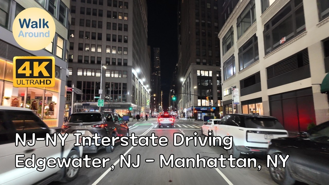 【4K60】 NJ-NY Interstate Local Driving: Edgewater, NJ - Manhattan, NY
