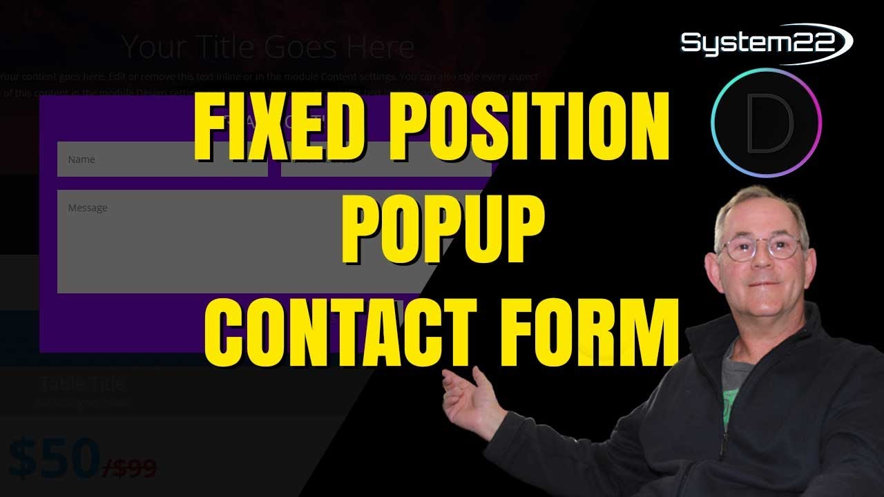 Divi Theme Fixed Position Icon To POPUP Contact Form