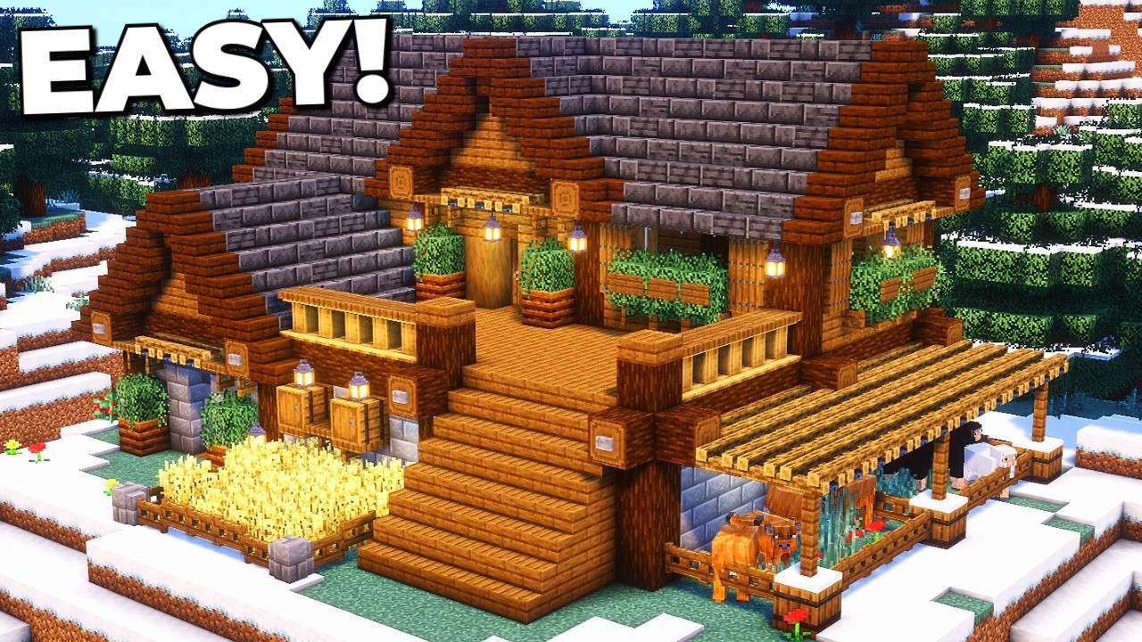 ⛏️ Minecraft : LARGE Survival House 🏡 [ Build Tutorial ]