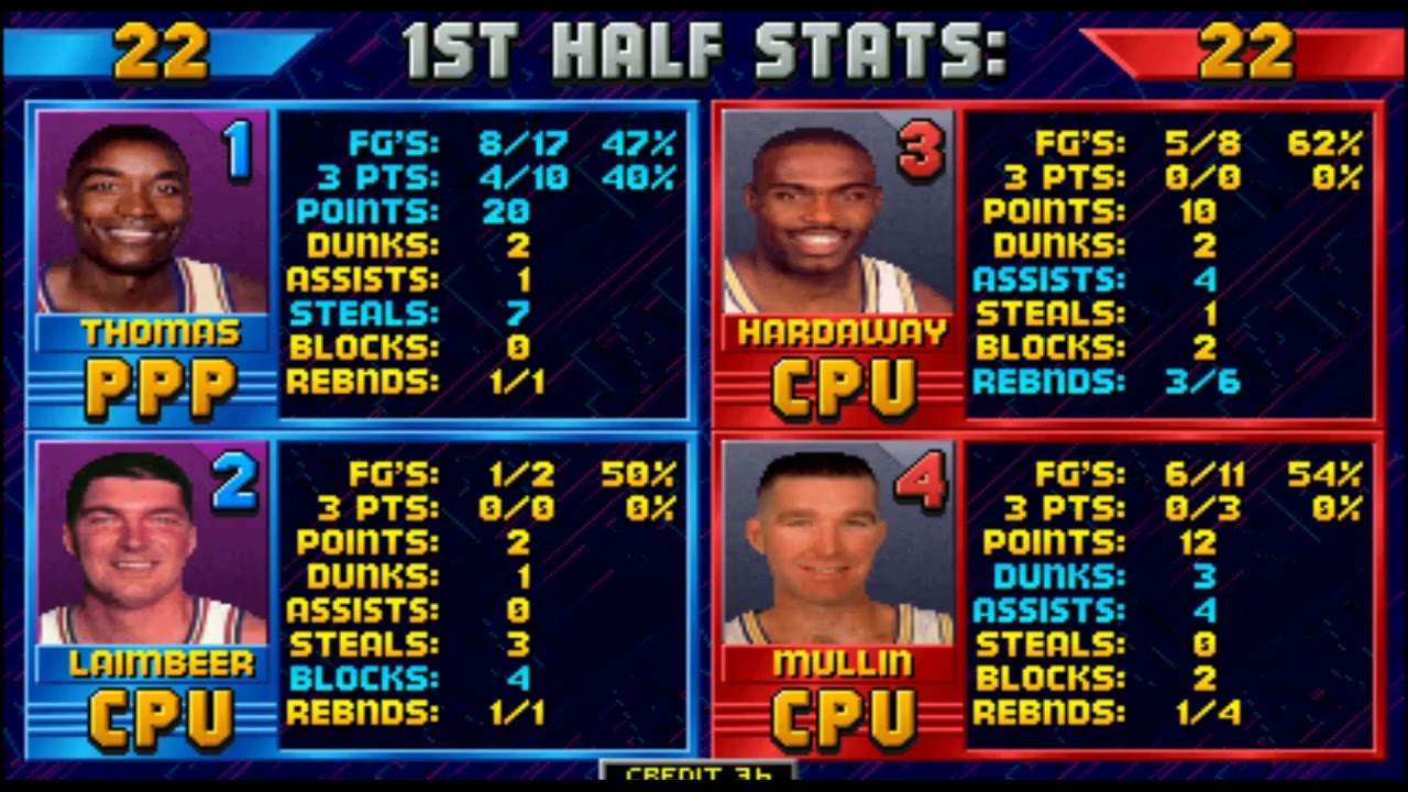 NBA Jam: Detroit Pistons Vs Golden State Warriors (MAME) Pistons Season Game 10