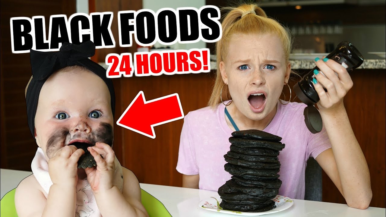 WE ATE ONLY BLACK FOODS for 24 HOURS! | Family Fizz