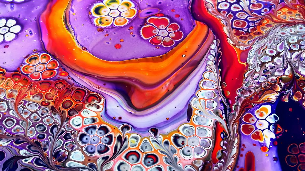(467) CHAMELEON CELLS acrylic pour ~ Easy flower painting ~ Flip cup ~  Acrylic pouring technique