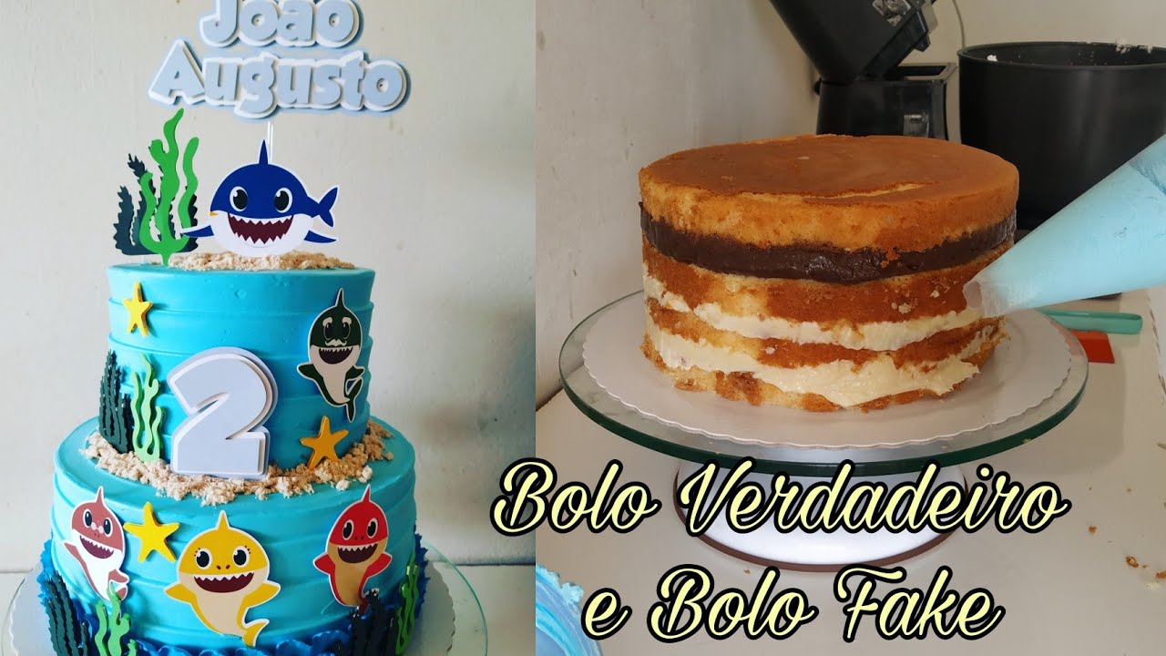 Bolo verdadeiro e com Fake.