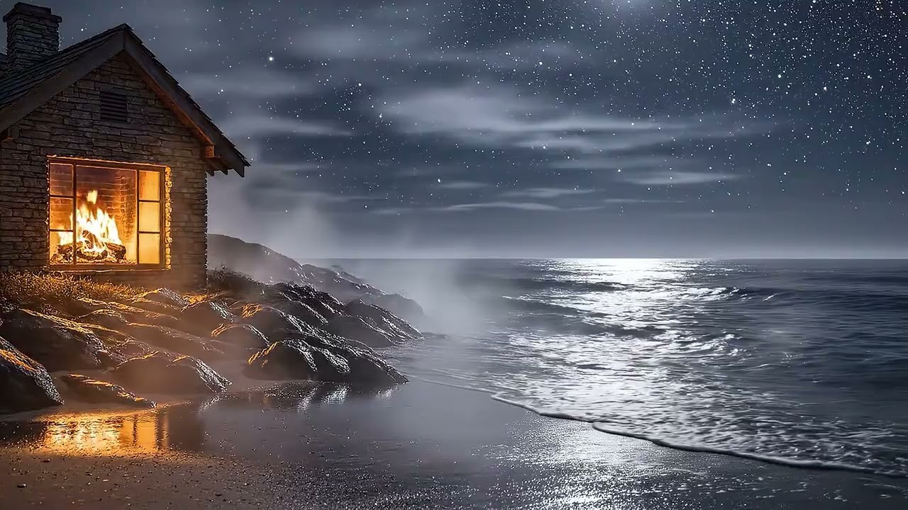 Cozy Ocean House at Night 🌊🔥 | Fall Asleep Fast | SleepShip (2 Hours)