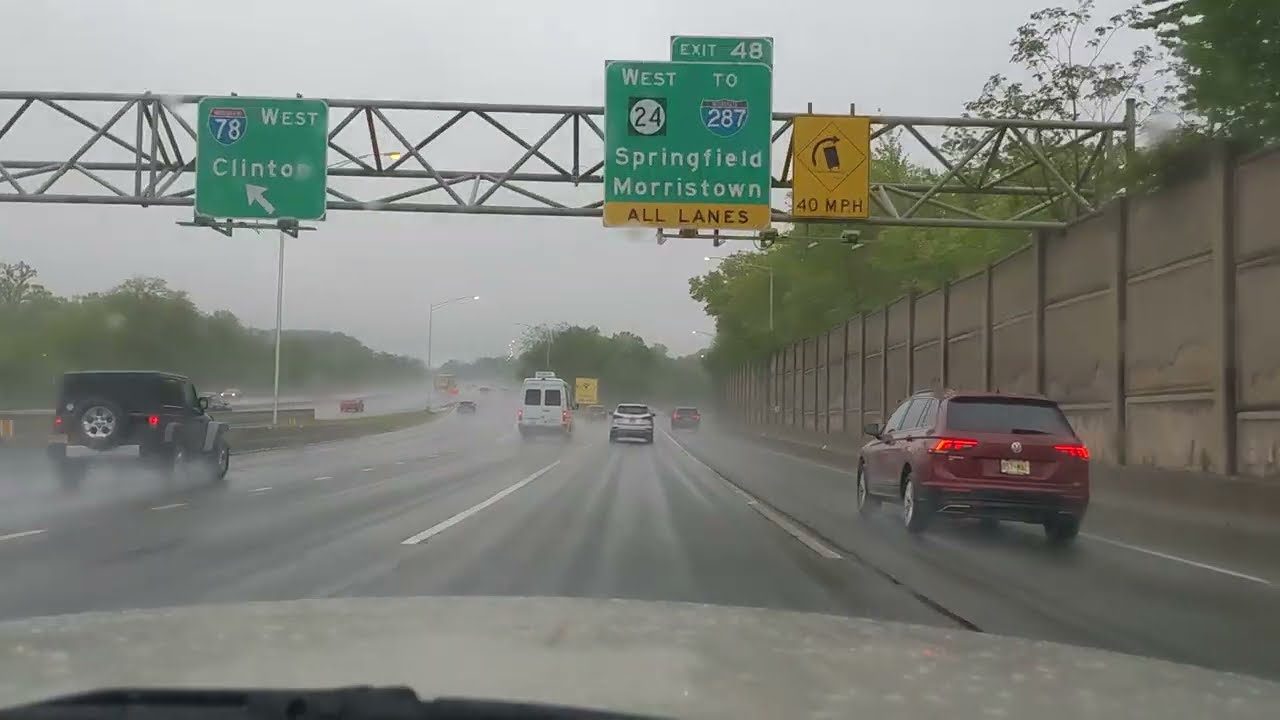 NJ Drive: ASMR New Jersey Turnpike Newark Bay Extension I-78 in a Crown Victoria in the rain