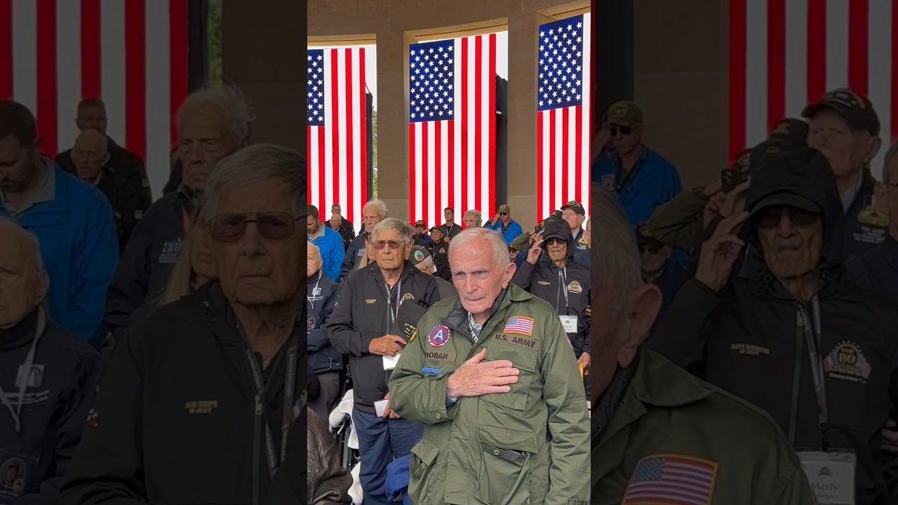 An emotional playing of Taps at the Normandy American Cemetery on the 80th Anniversary of D-Day.