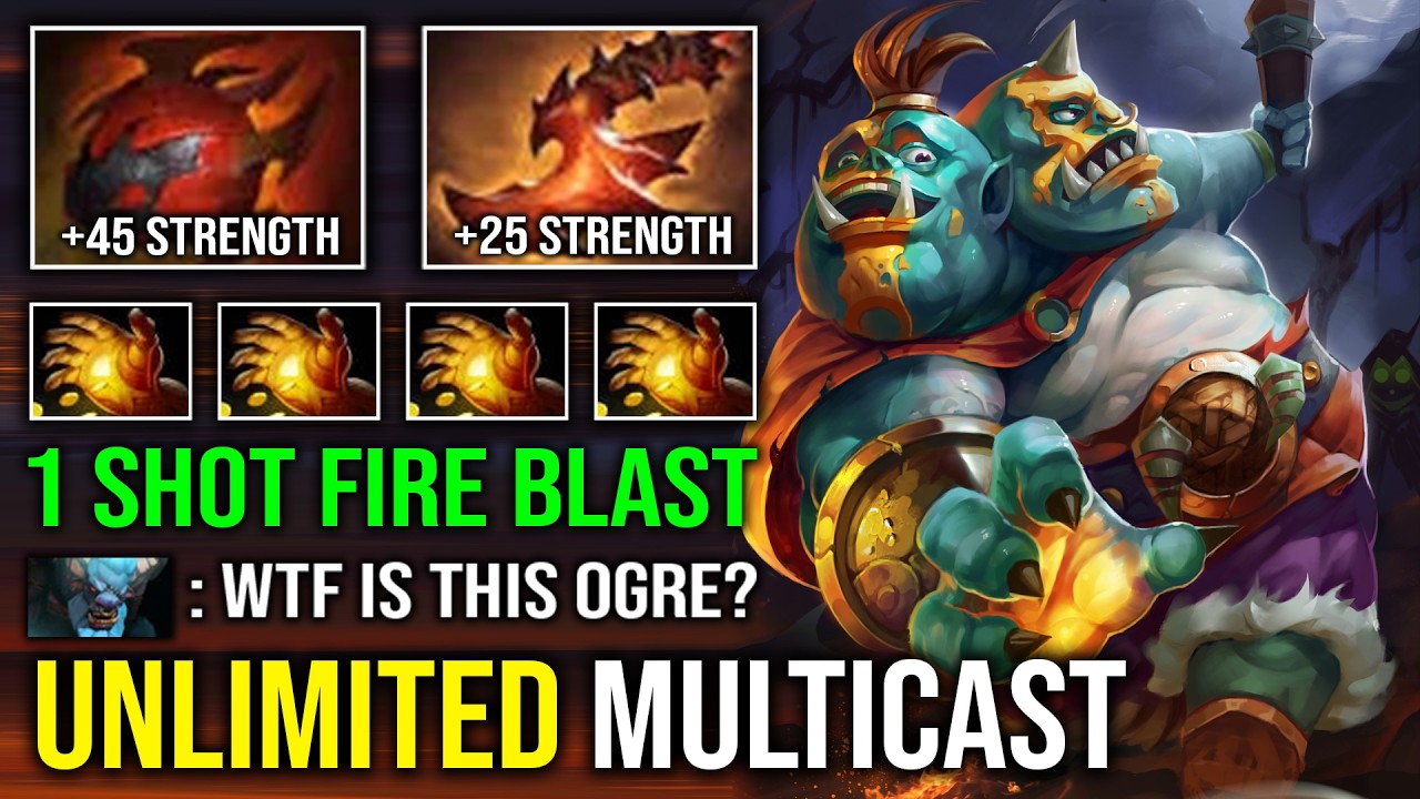 UNLIMITED MULTICAST 1 Shot Fireblast 1v5 Max Strength Offlane Ogre Magi Hard Carry Dota 2