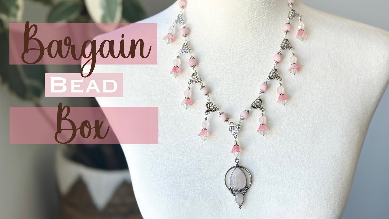 July 2025 Bargain Bead Box Unboxing + Rose Quartz DIY Necklace Tutorial (Ornate & Feminine!) 🌸🤍
