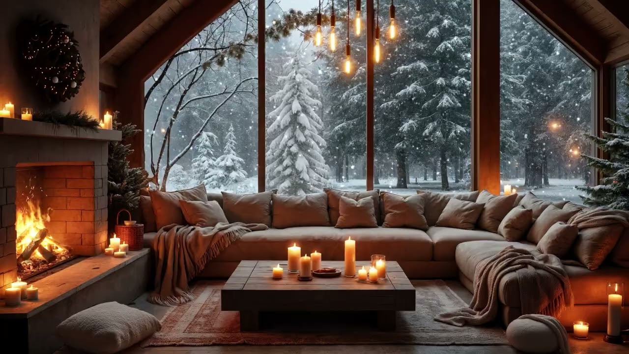 Cozy Christmas Cabin Night Retreat ❄️🔥 Hot Tea, Snowfall & Winter Magic