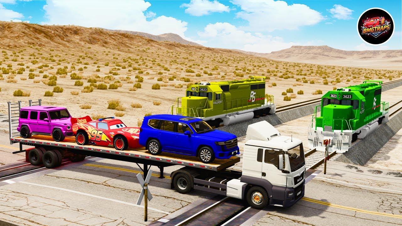 Flatbed Truck Mcqueen | Transportation with Truck - Pothole vs Car #6- BeamNG.Drive