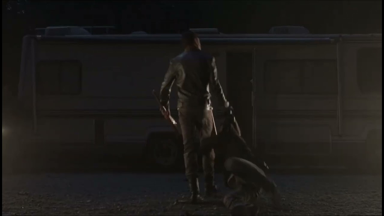 Negan dragging Rick to the RV