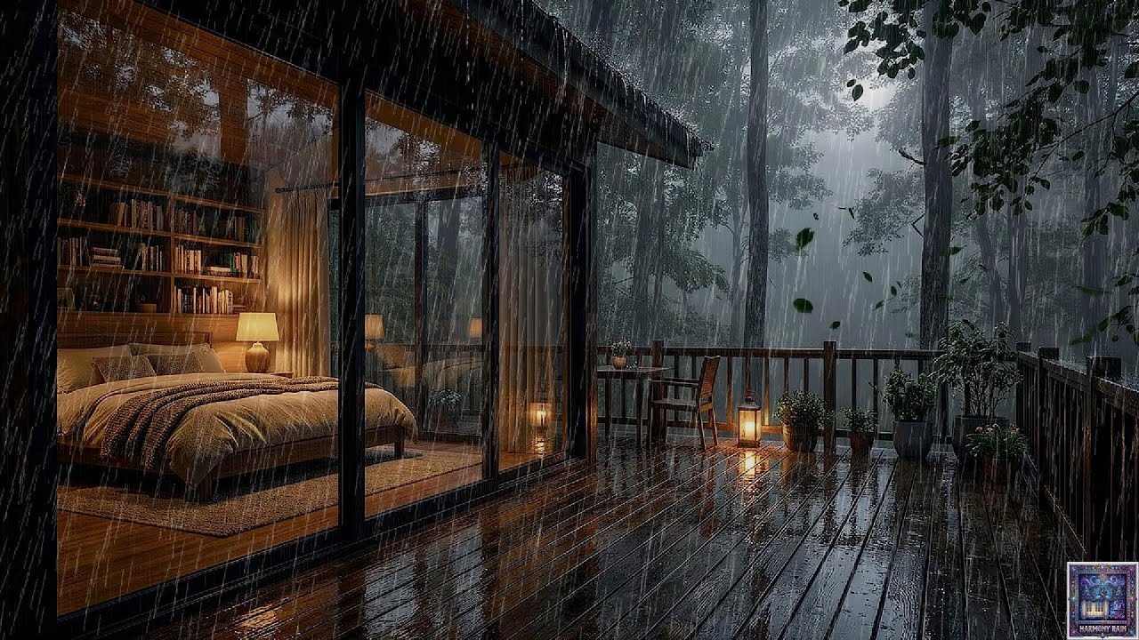 Soothing Rain Over a Cozy Wooden Forest House 🌧️🔥 | Peaceful Sleep Sounds All Night