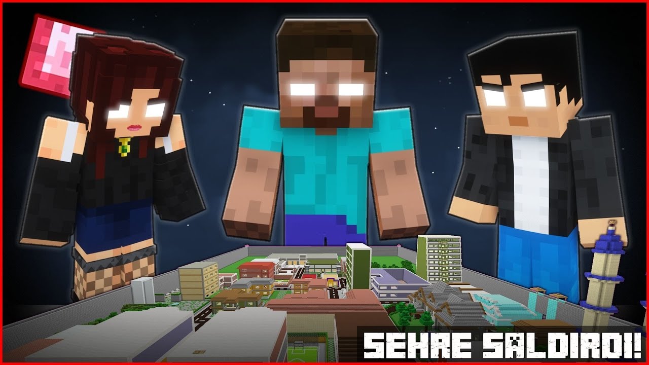 HEROBRİNE, MERVE VE EMRE ŞEHRE SALDIRDI! 😱 - Minecraft ZENGİN FAKİR HAYATI