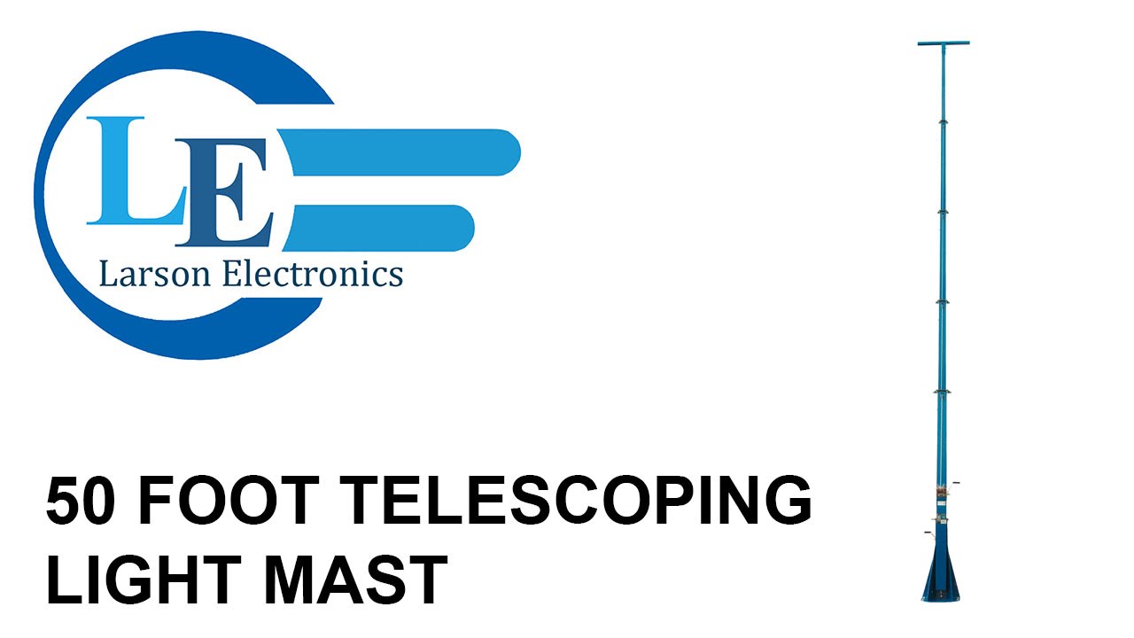 50 Foot Telescoping Light Mast - 13-50' Fold Over Five Stage Light Tower - 360&deg; Rotating Boom
