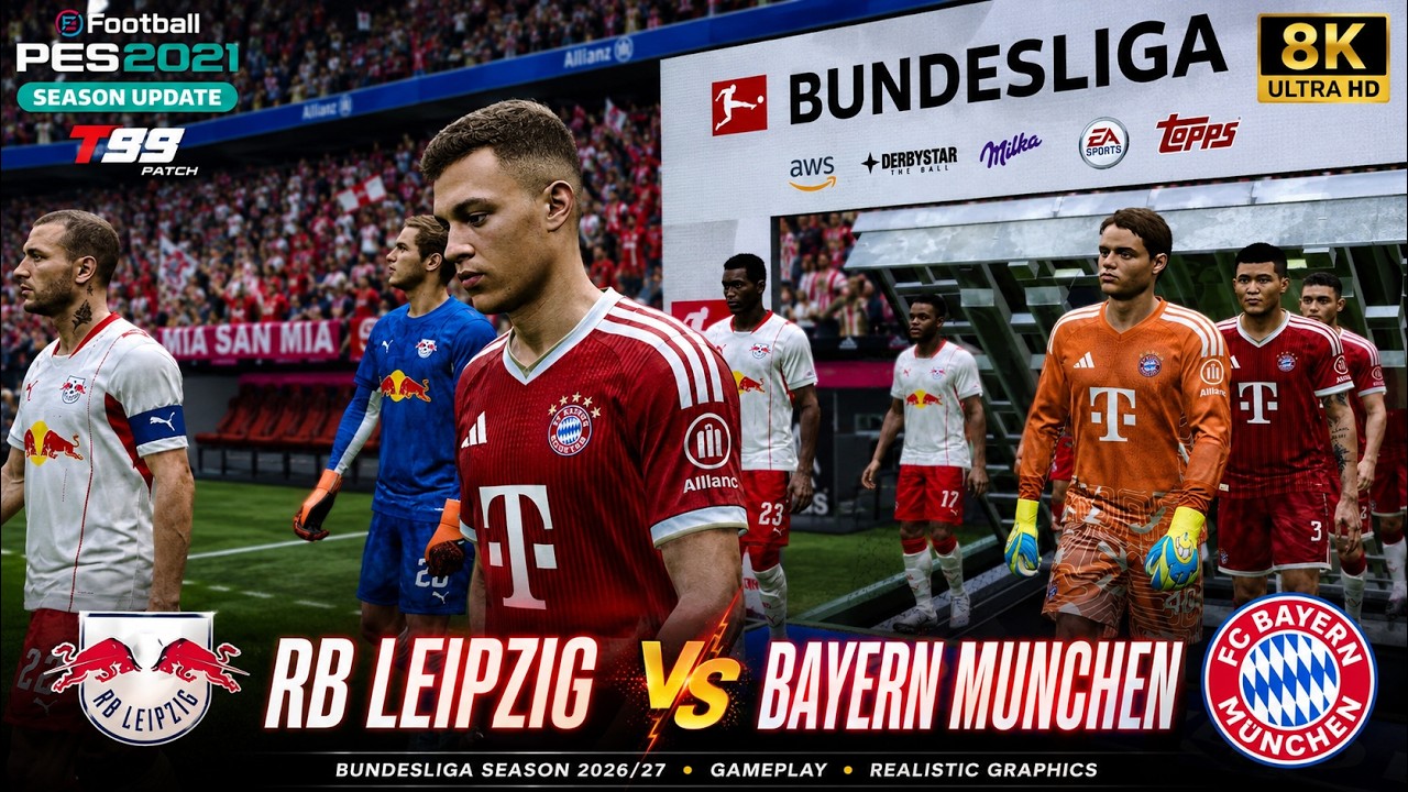 🔥 BAYERN MUNCHEN vs RB LEIPZIG 2026/27 🔥 PES 2021 T99 Patch Gameplay  | Bundesliga Full Match