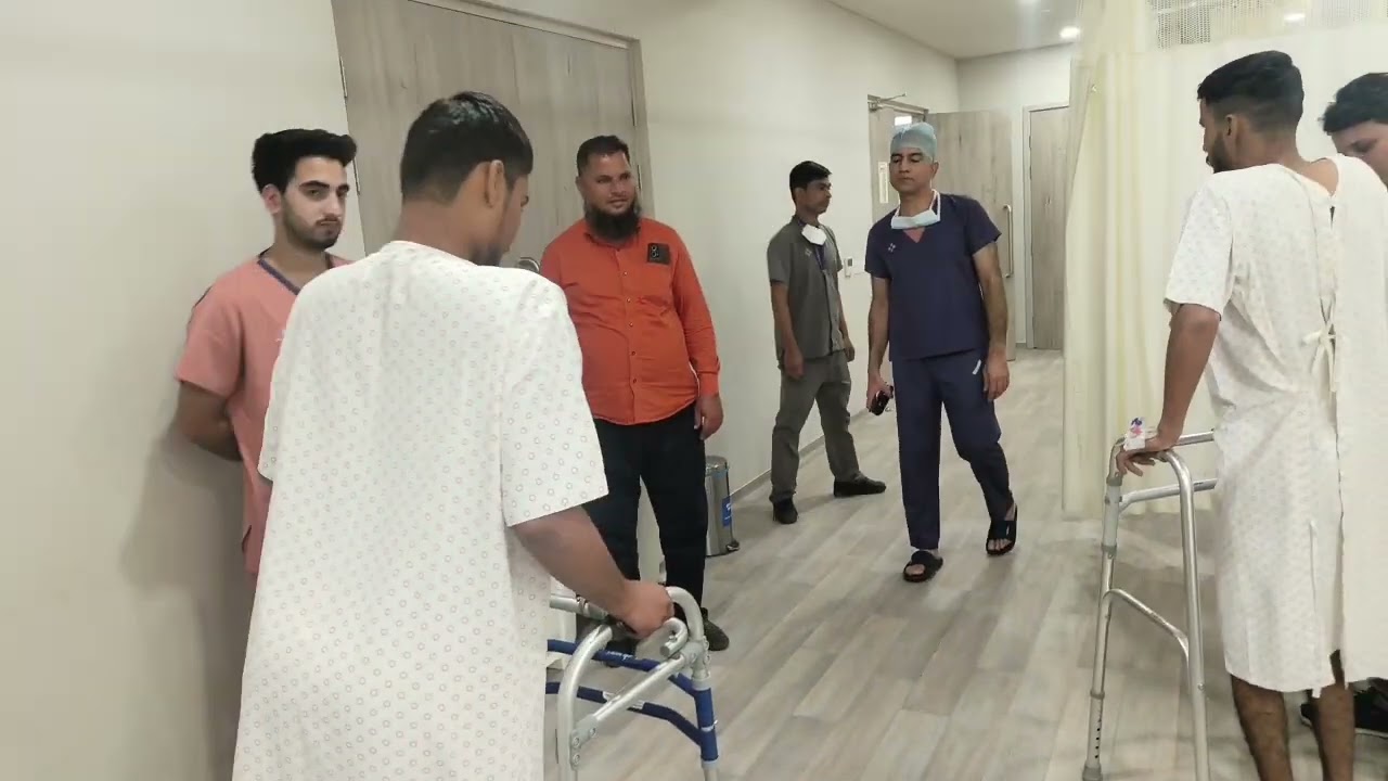 Hip Replacement patients walking together