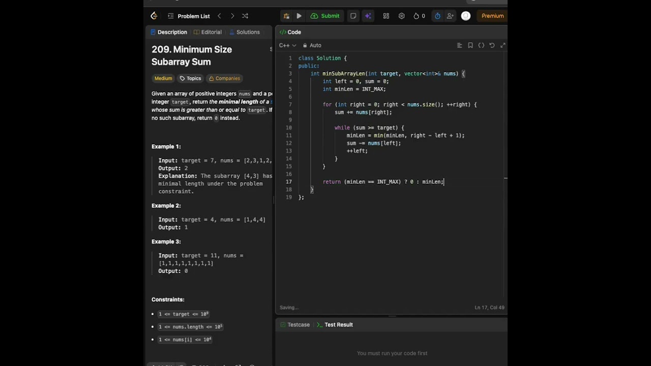 LeetCode 面試必考｜Minimum Size Subarray Sum｜Sliding Window 一次搞懂