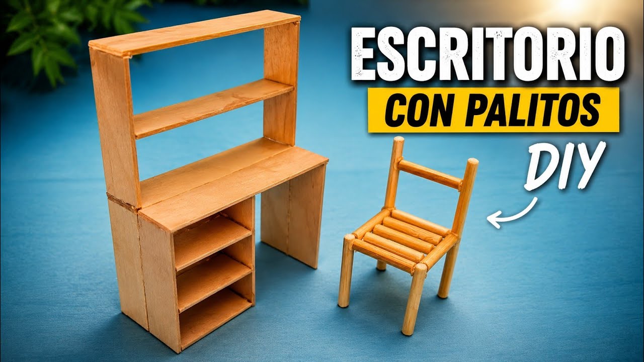 ESCRITORIO MINIATURA hecho con palitos de helado - MINIATURE DESK made with ice cream sticks