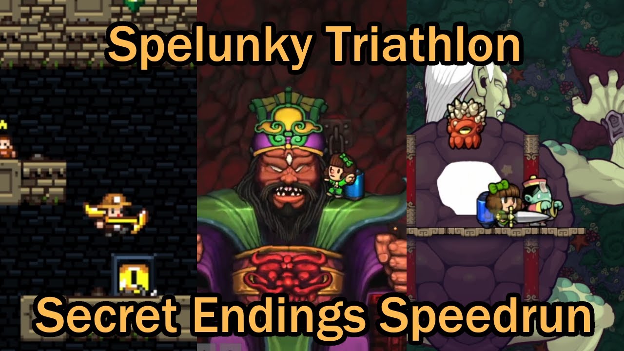 Скоростное прохождение серии Spelunky: секретные концовки за 22 минуты!