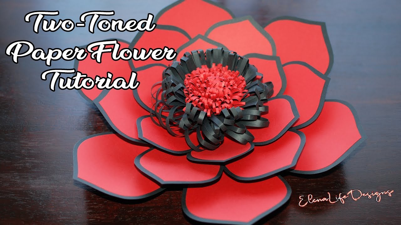 BIG GIANT PAPER FLOWER TUTORIAL (LARGE SIZE PAPER FLOWER) - TWO-TONED PAPER FLOWER DIY 2019