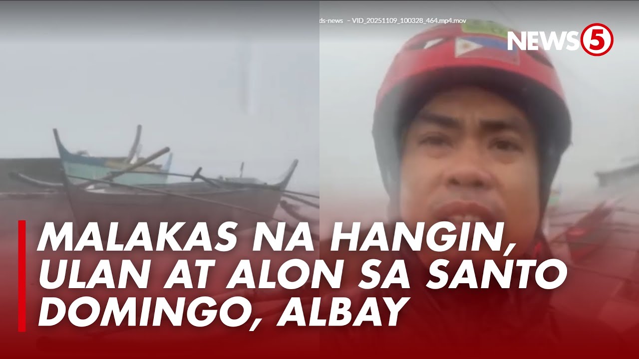 Malakas na pag-ulan at hangin, nararanasan sa Santo Domingo, Albay