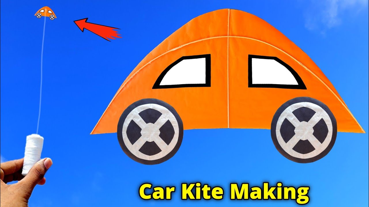 Car kite making , new shape kite , flying kite , how to make kite , patang kese banate he