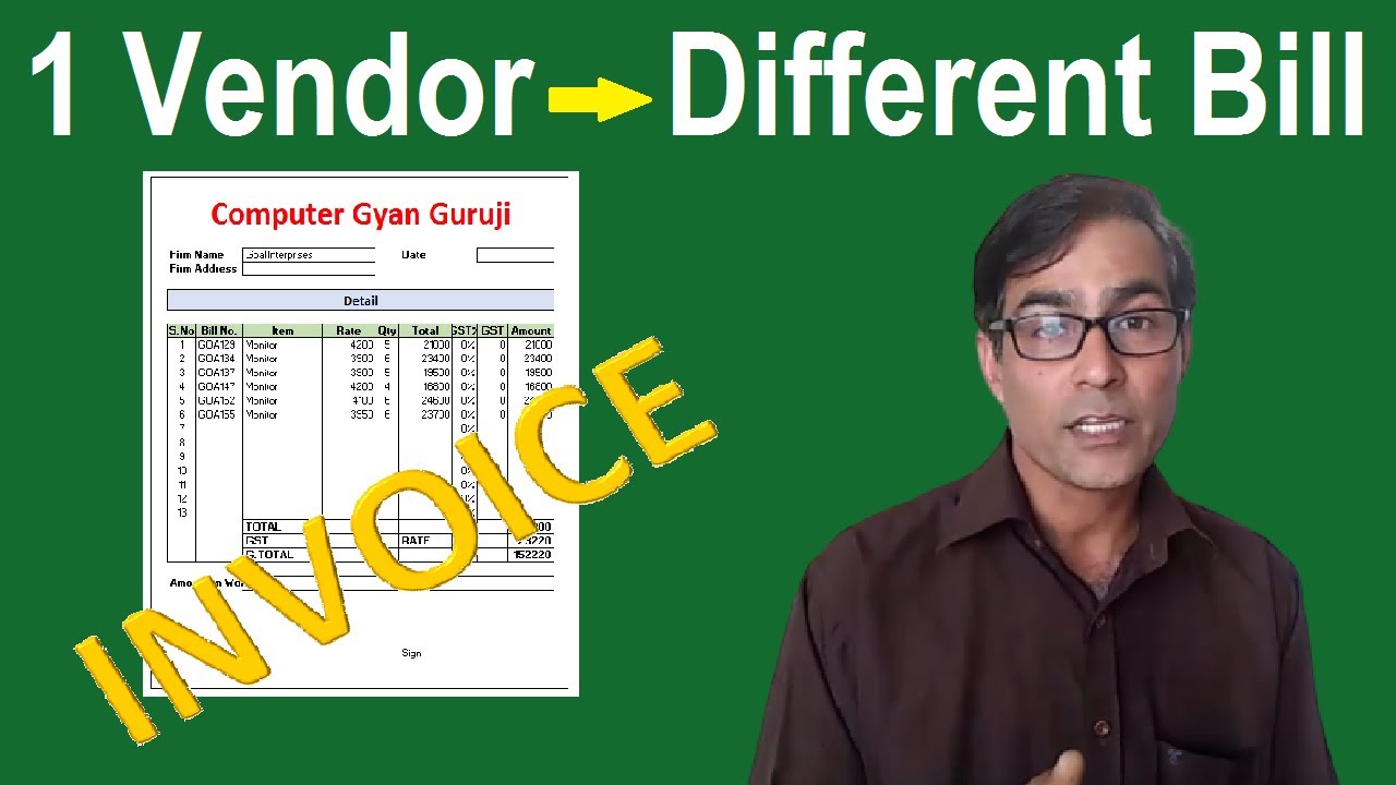 How to make Invoice with different Bill of one vendor | fully automated invoice in excel