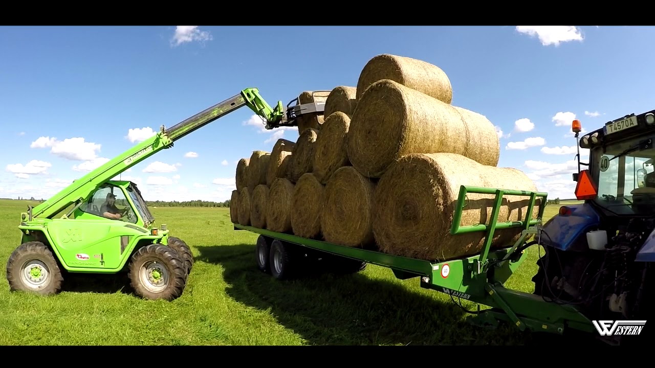 Bale platform loaded 31 round bales. WF7,6RP bale tractor semitrailer