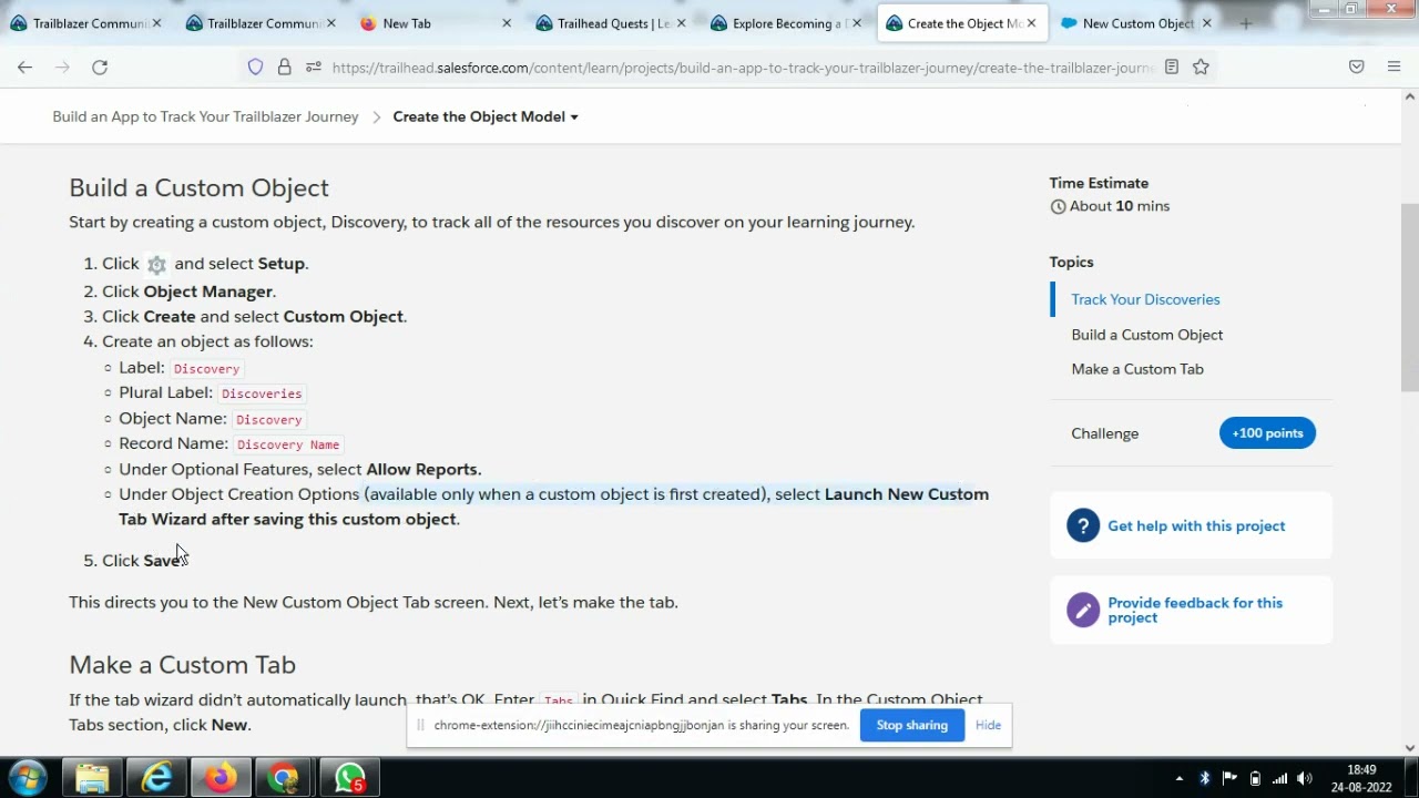 Create the Object Model | Build an App to Track Your Trailblazer Journey
