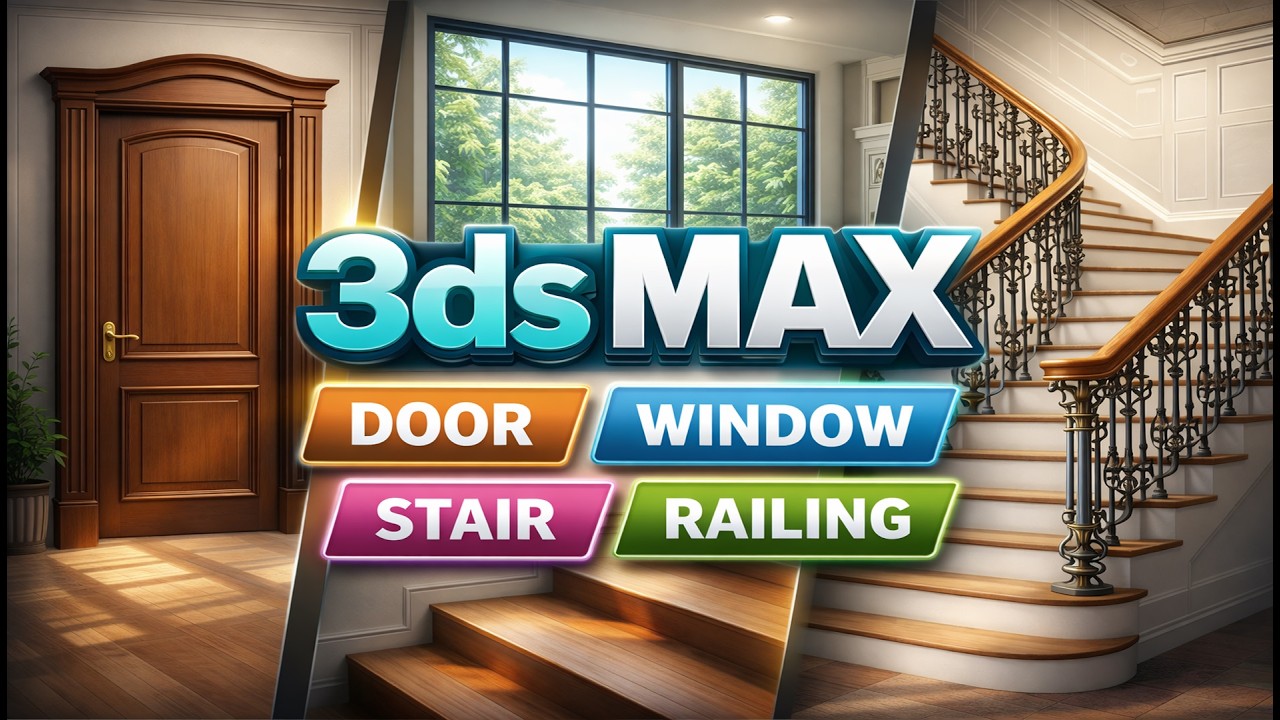 3ds max door,window,stair,railing