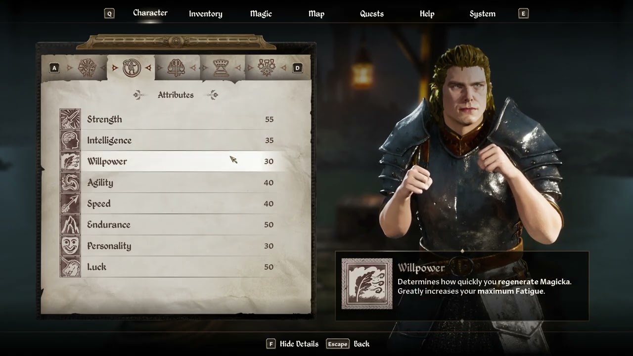 How to Check Attribute Levels on TES IV: Oblivion Remastered