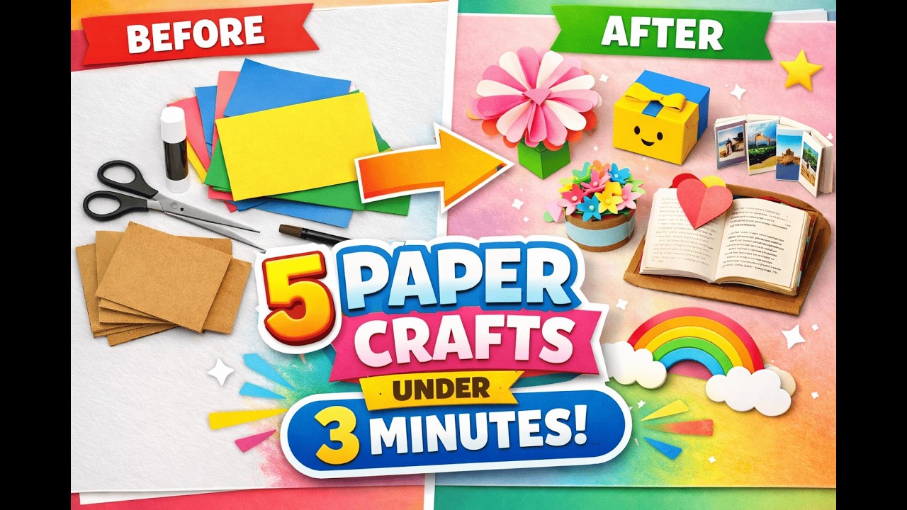 5 Paper Crafts Under 3 Minutes | Easy & Colorful DIY Ideas