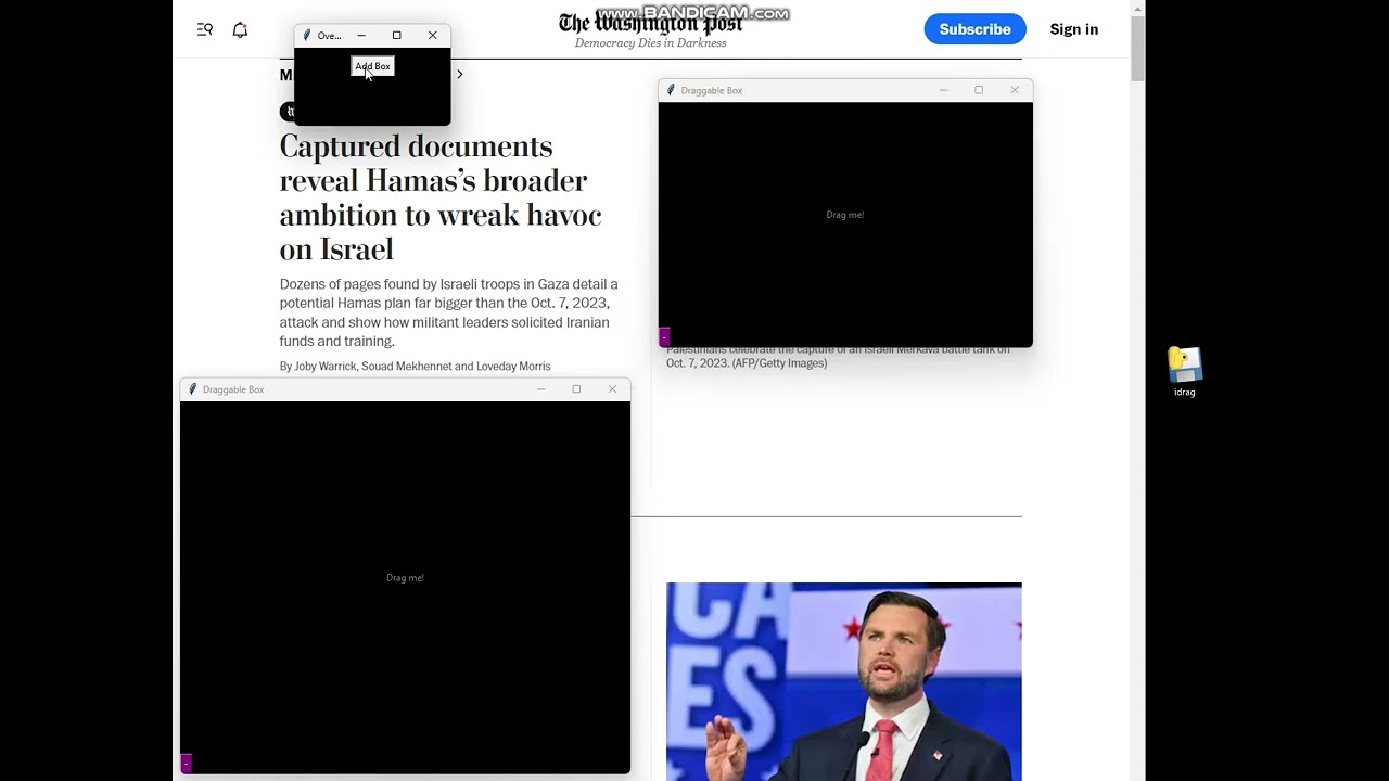 idrag, Overlay Boxes Application.