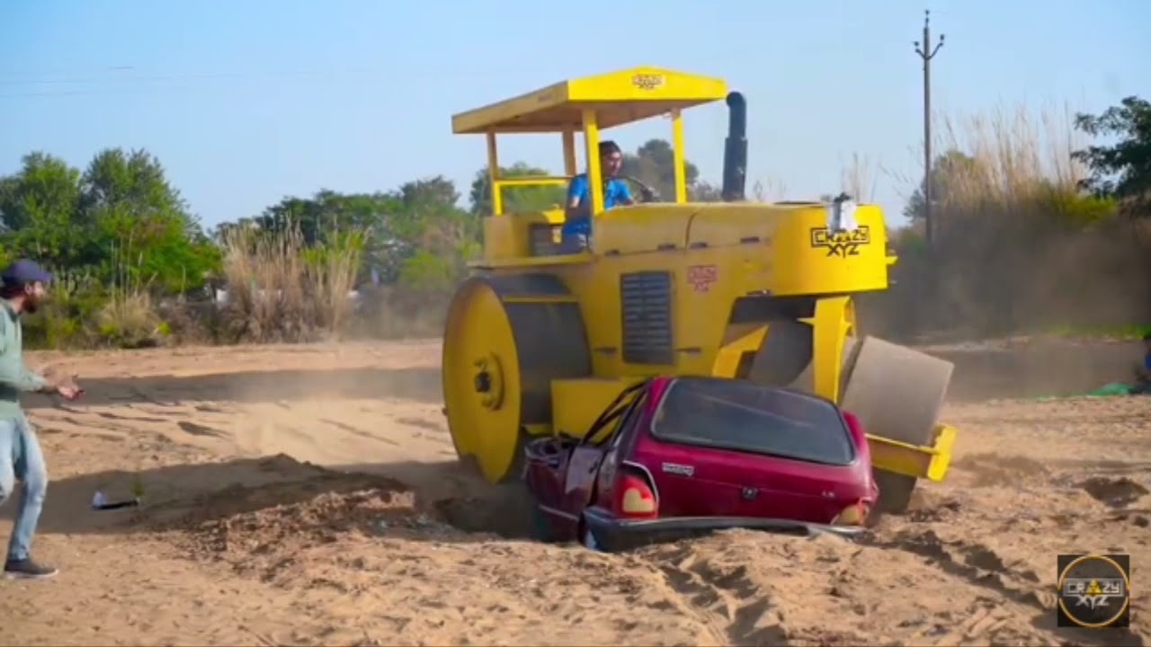 CAR vs Road Roller | Extreme Experiment | crazy xyz new video | crazy xyz shorts |