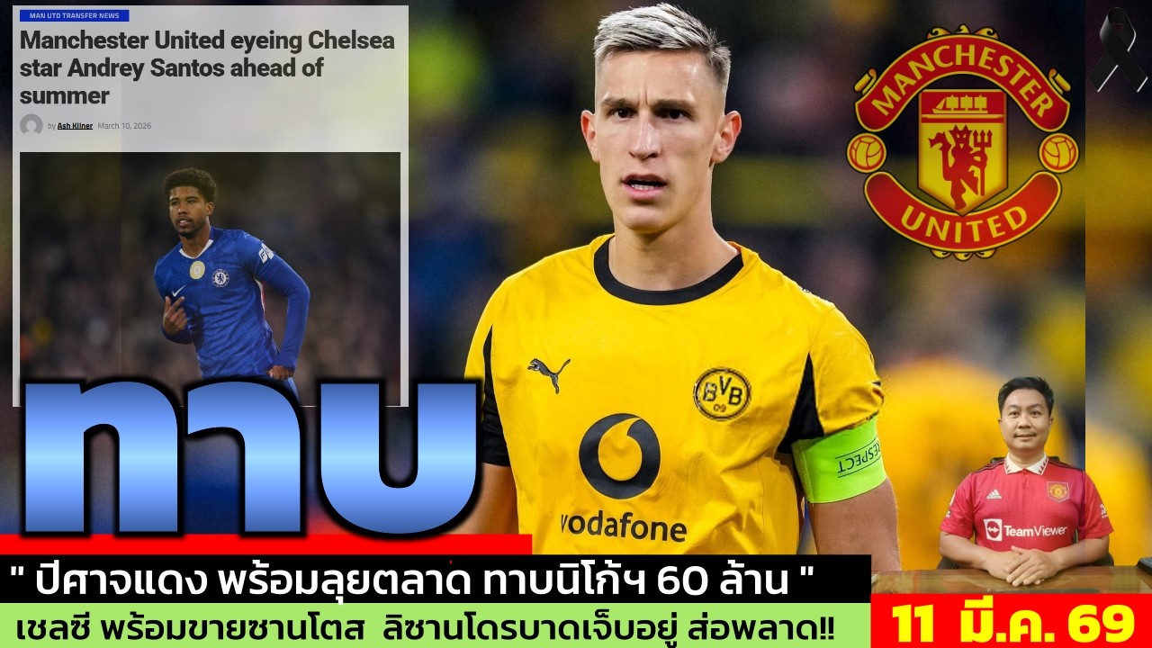 ข่าวแมนยู ล่าสุด 11 มี.ค. 69 เวลา 06.35 น.  - 🔥แมนยูปาดหน้ามาดริด! ล่ากองหลัง £60M