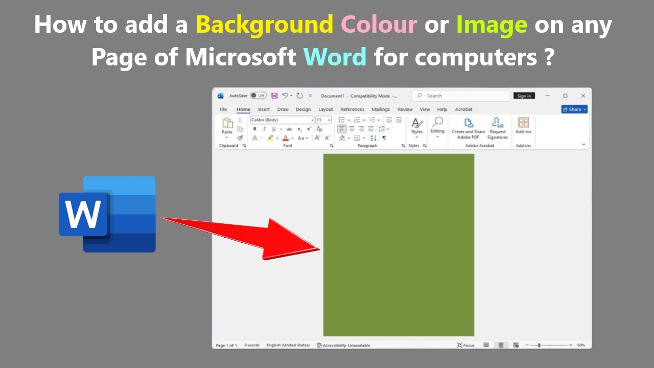 How to add a Background Colour or Image on any Page of Microsoft Word for computers ?