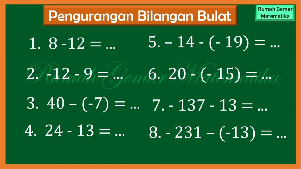 CARA MENGHITUNG PENGURANGAN BILANGAN BULAT #penguranganbilanganbulat