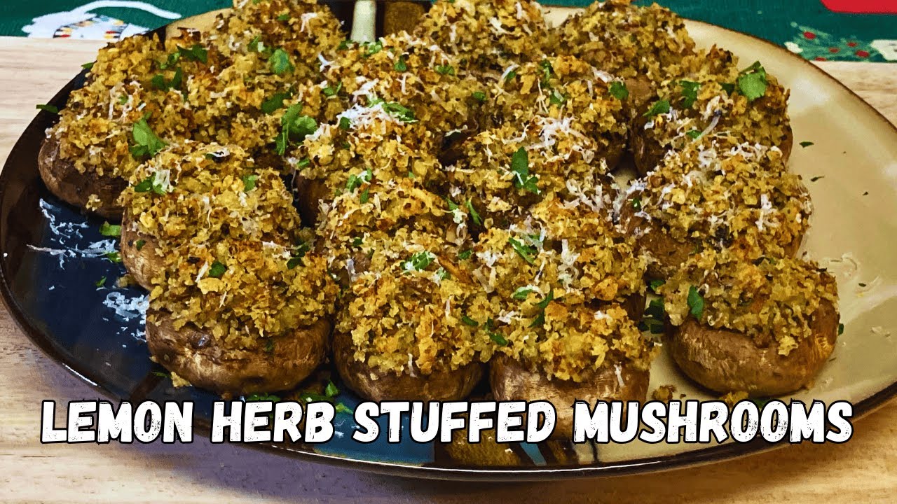 Lemon & Fresh Herb Stuffed Mushrooms Recipe! Light & Easy!