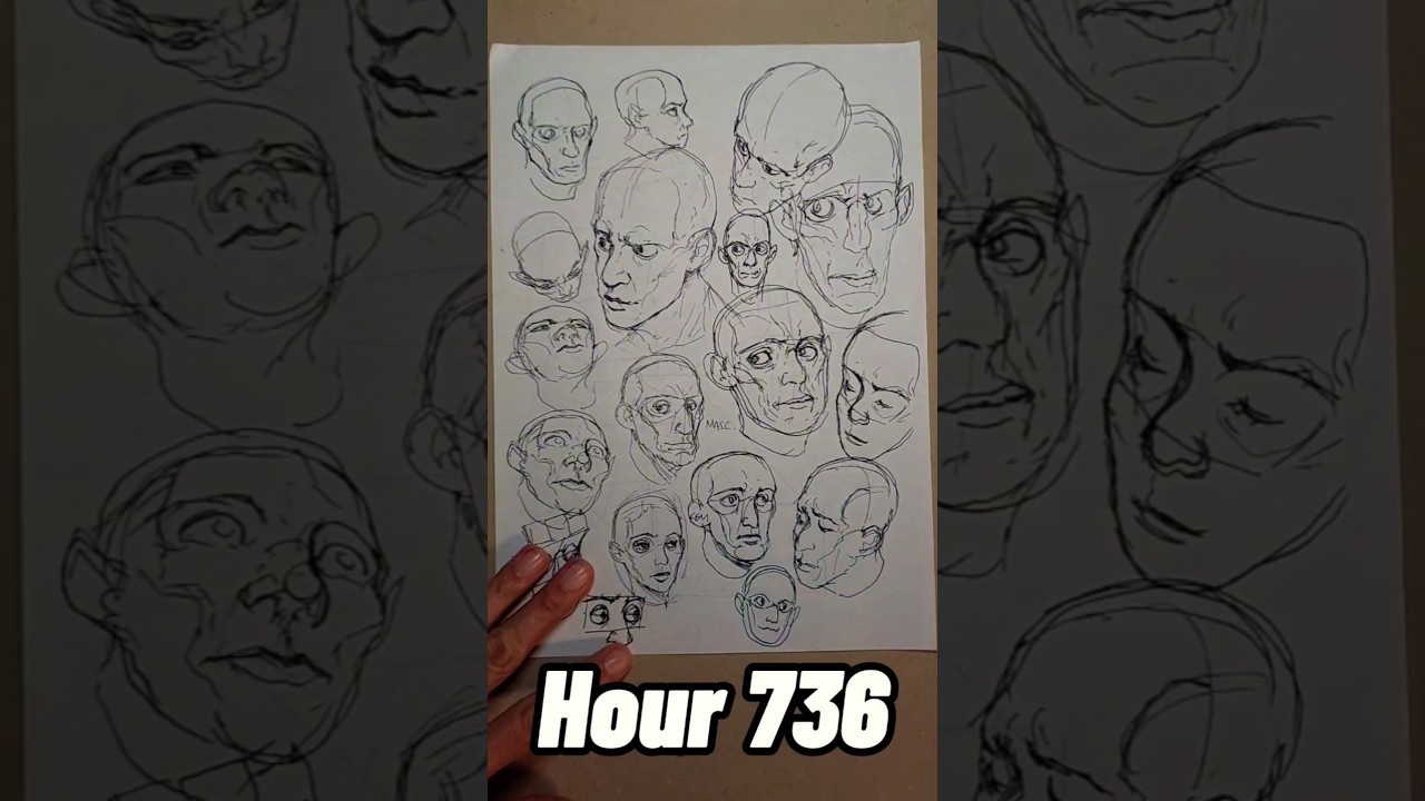 Hour 736 - form, technical skill #art #drawing #10000hrs #shorts #anatomy #learning