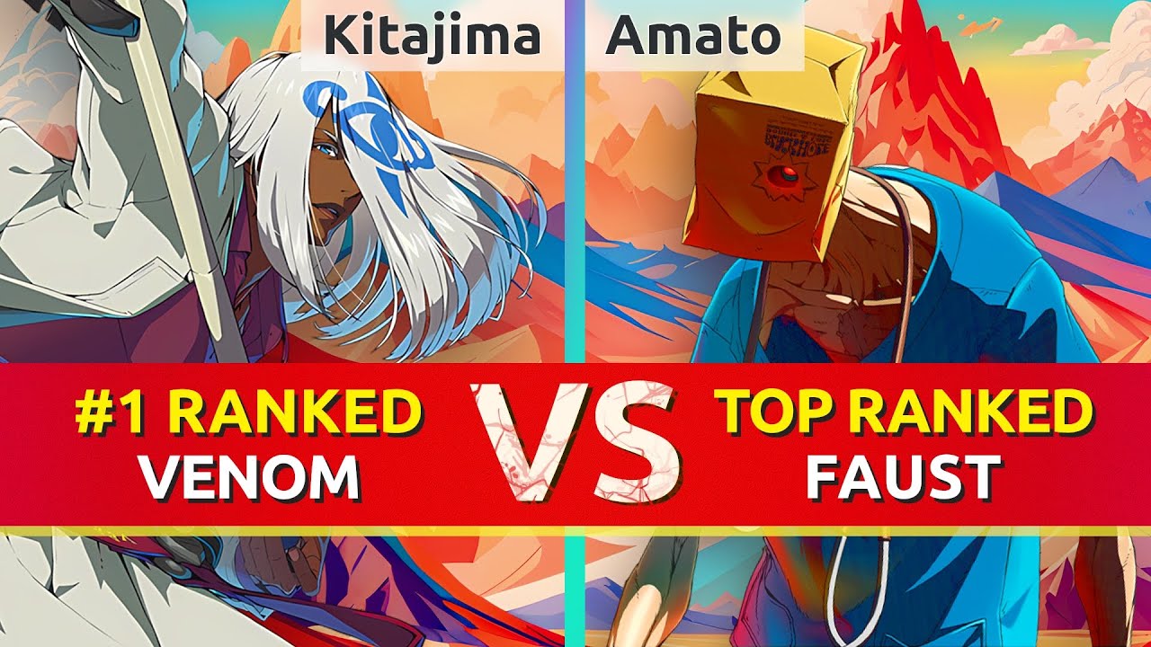 GGST ▰ Pomeranian Kitajima (#1 Ranked Venom) vs Amato (TOP Ranked Faust). High Level Gameplay