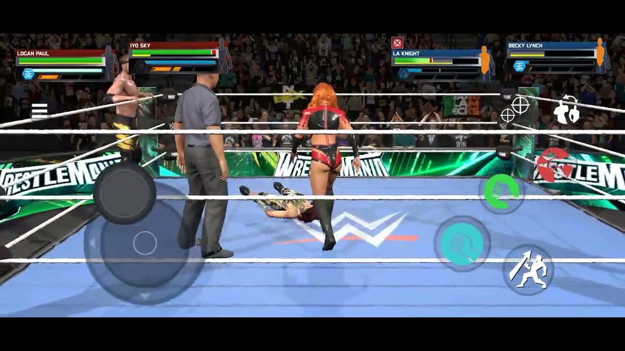 Iyo sky vs Logan Paul Vs La Knight Vs Becky laynch Tag Team WrestleMania Match 