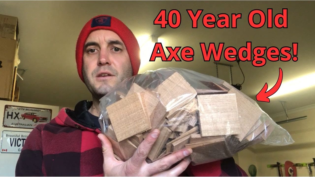5 Lb Hytest Forged Tools Axe Head, 40 year old axe wedges, painted OG NOS hickory handles