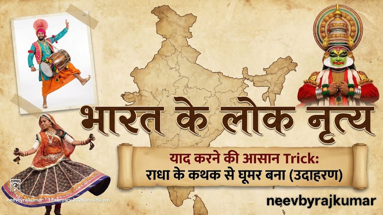 भारत के प्रमुख लोक नृत्य | Folk Dances of India (State Wise) | Important GK neevbyrajkumar 