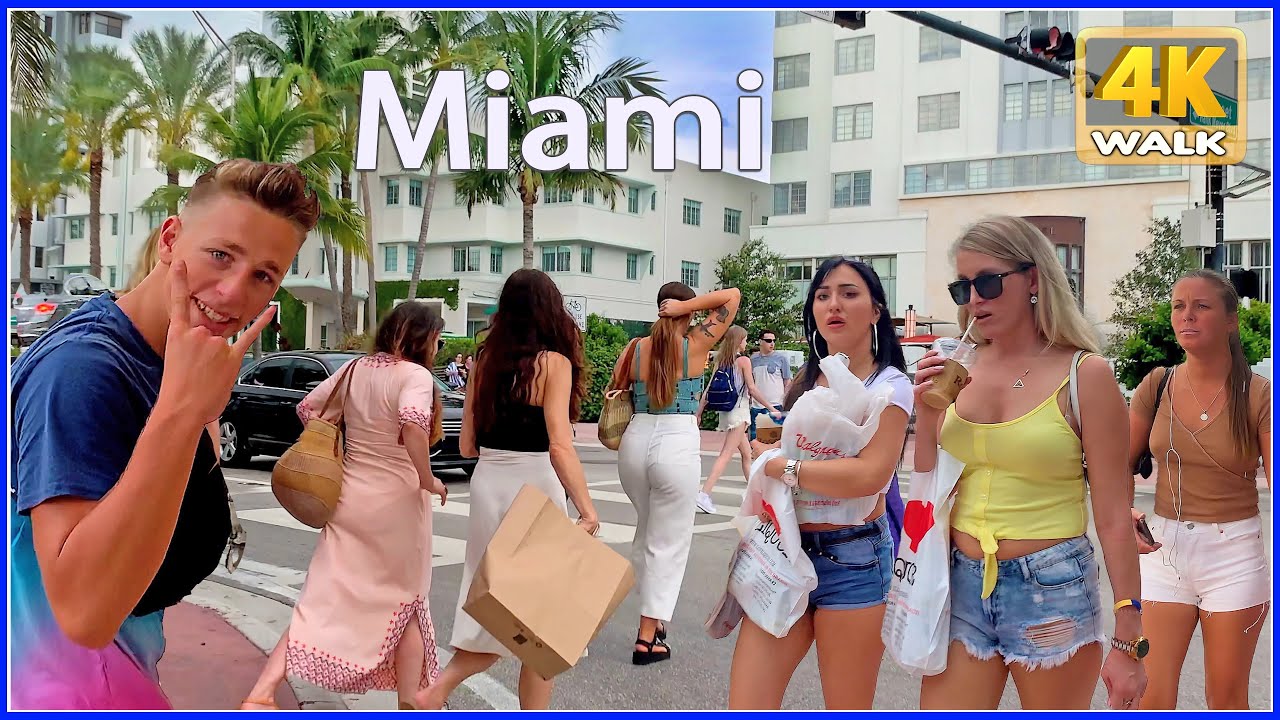 【4K】WALK Collins Avenue fun MIAMI BEACH Florida USA 4k video