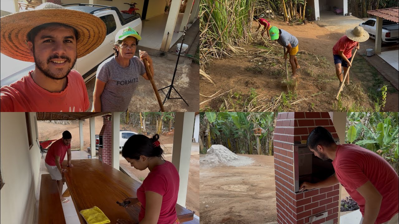 DIA DE ORGANIZAR TUDO PARA A INAUGURAÇÃO DA NOSSA MESA RÚSTICA + LIMPEZA NO QUINTAL !!!