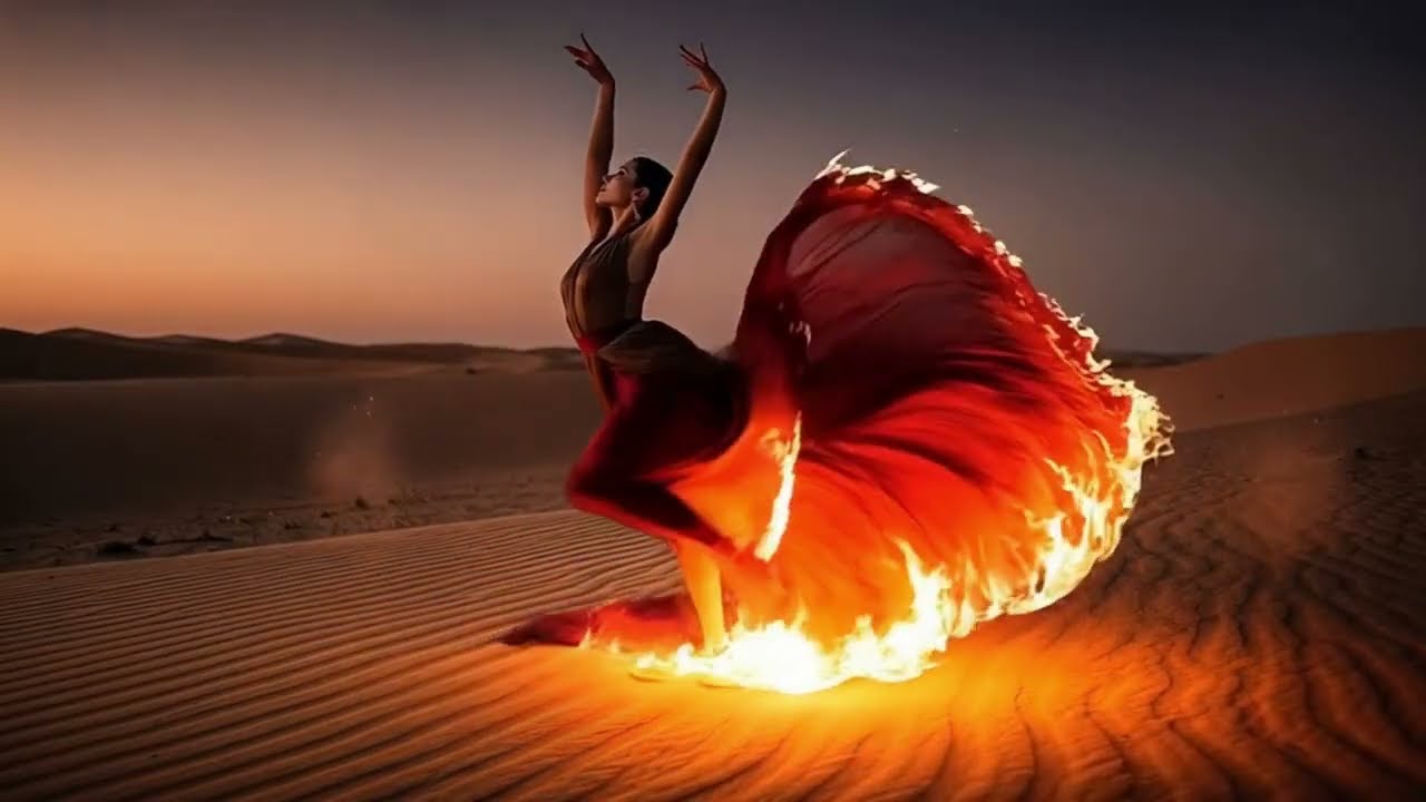 Desert Silk: Fire and Grace | AI Visual Art