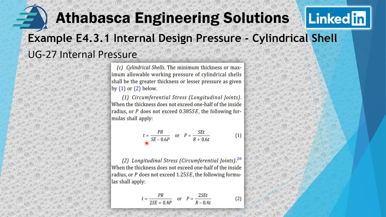 ASME PTB-4  Example E4.3.1 Internal Design Pressure - Cylindrical Shell